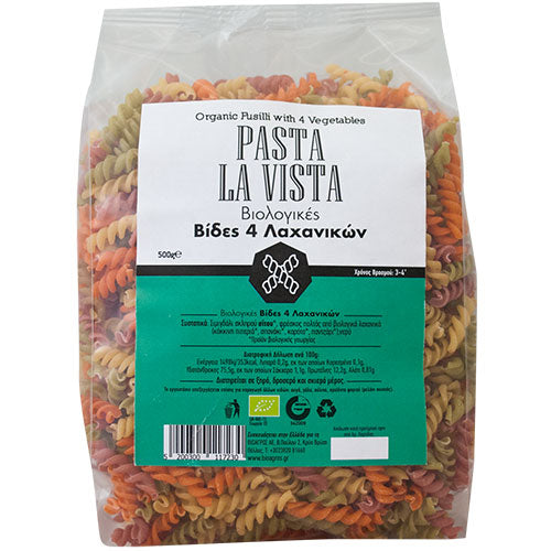 ΒΙΟΛΟΓΙΚΕΣ ΒΙΔΕΣ 4 ΛΑΧΑΝΙΚΩΝ PASTA LA VISTA  500ΓΡ ΒΙΟ
